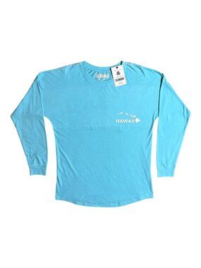 NWT R&R Hawaii, Spirit Jersey, Islands Collection Long Sleeve Teal Tee Size M